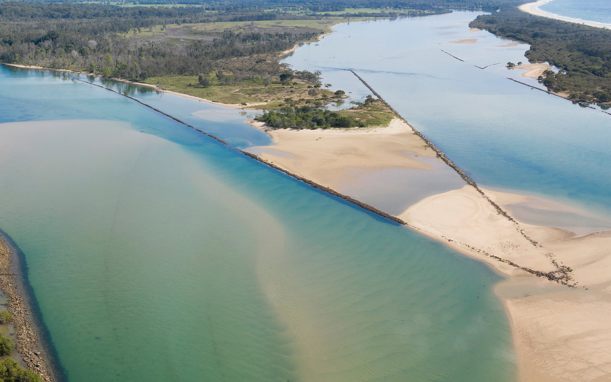 Urunga NSW where the Bellinger and Kalang rivers meet and empty into the pacific ocean.