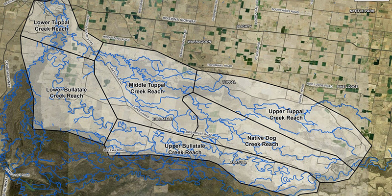 Mid-Murray anabranches project area map.