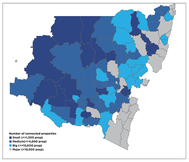 Map showing local water utilities in NSW