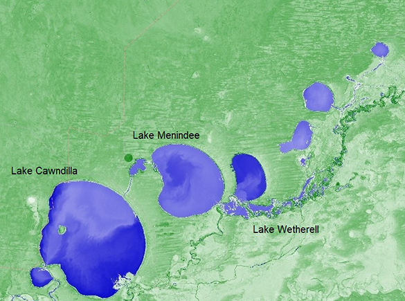 Sentinel 2 imagery from May 2021 with the Normalised Difference Water Index (NDWI).