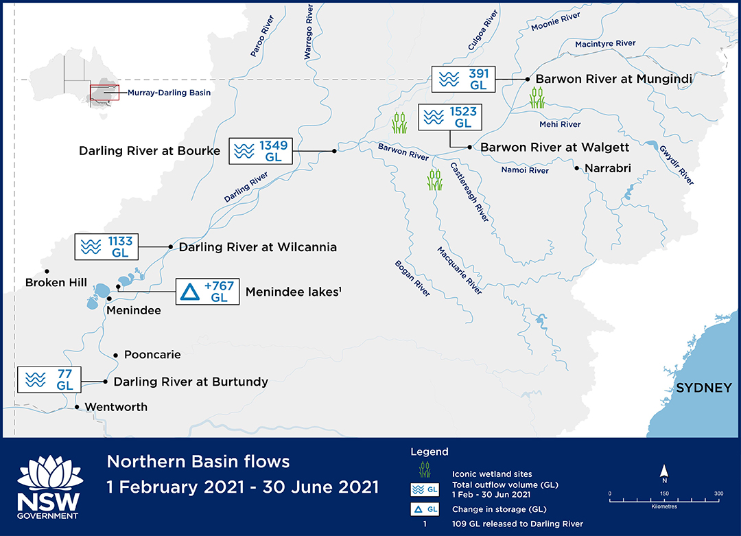 Northern Basin flows, 1 February 2021 – 30 June 2021.