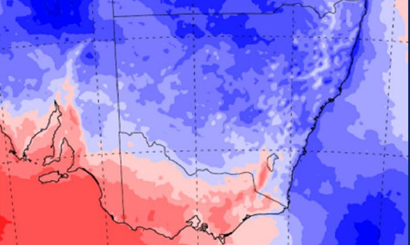 Snippet of climate data map over NSW 
