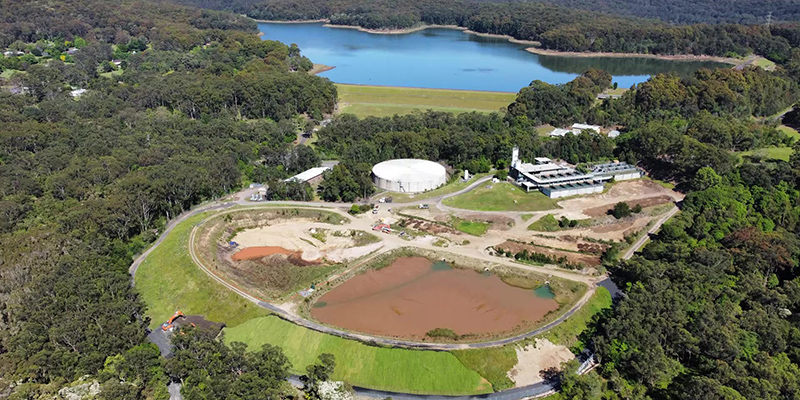 Aerial view of water treatment plan 