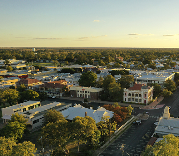 Aerial overlooking the beautiful town of Moree, NSW.