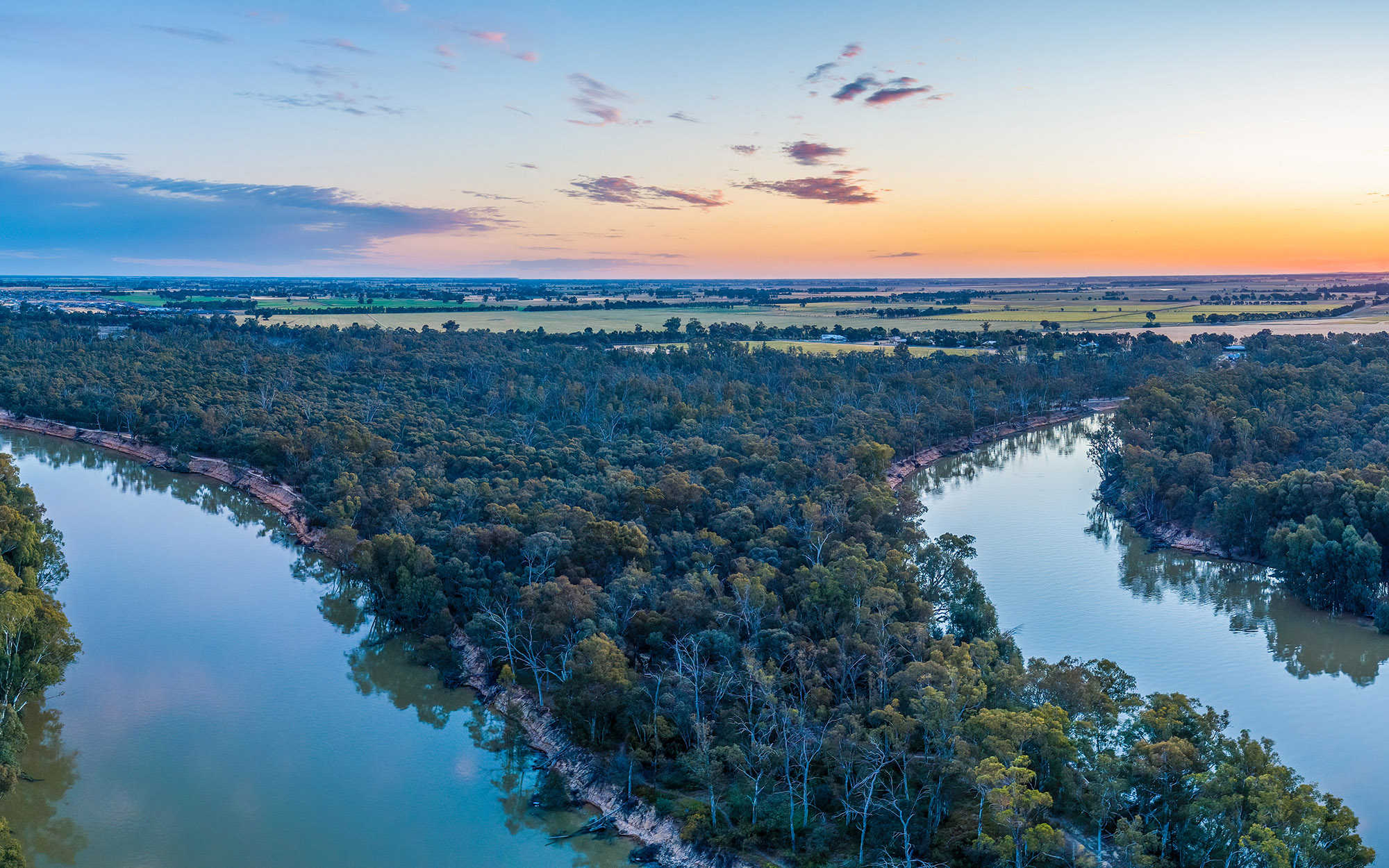 Panoramic view of the Murray River in New South Wales.