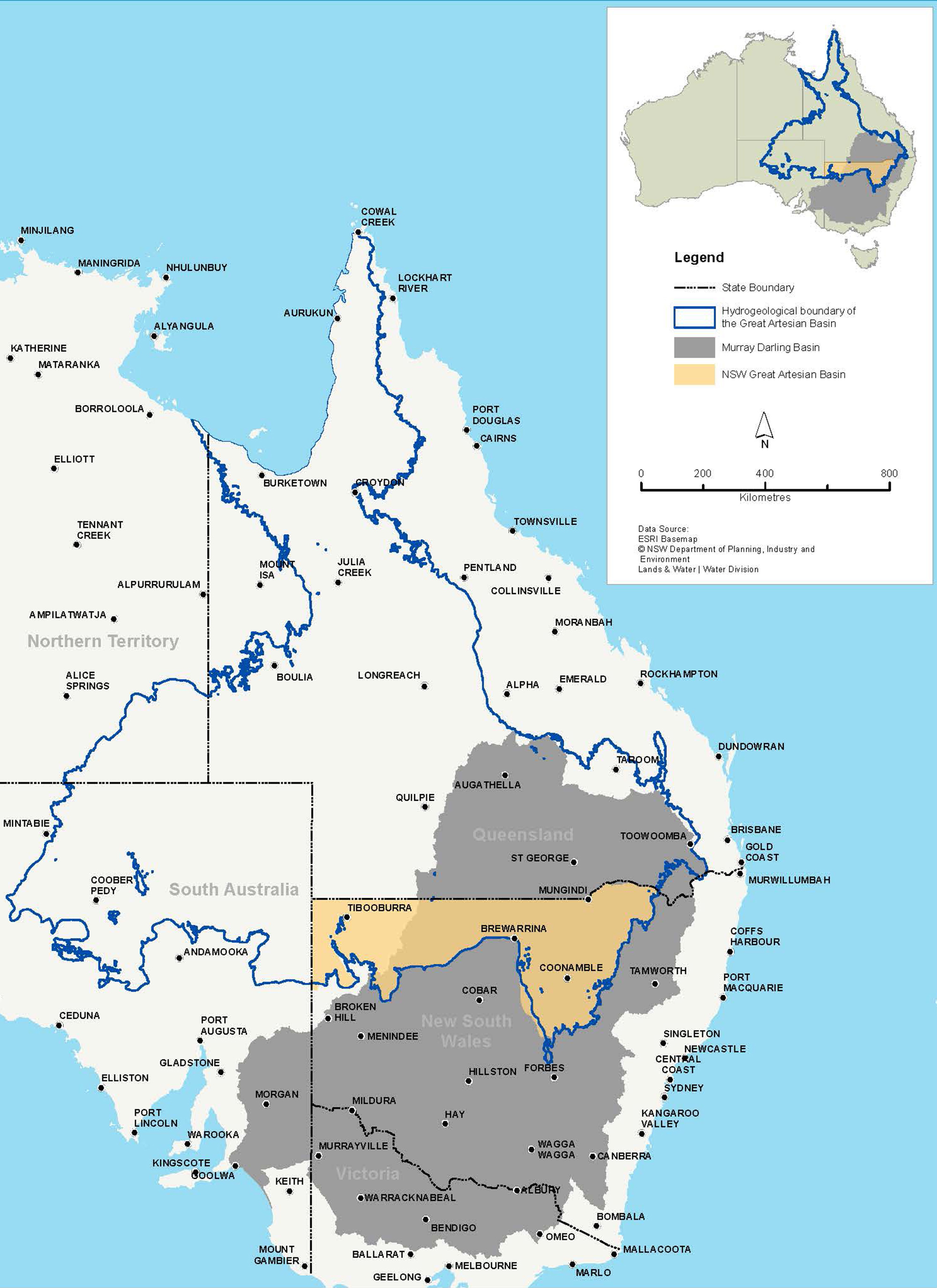 Map of the Great Artesian Basin 