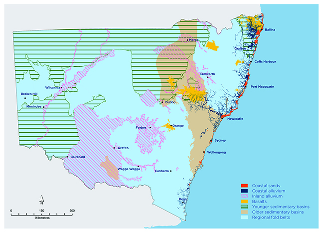 Map showing overview of NSW groundwater resources