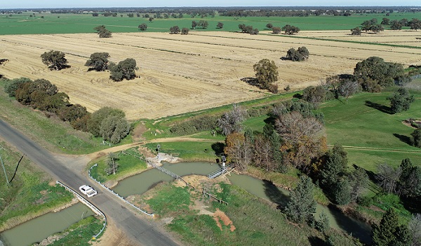 Aerial view of Deniliquin irrigation farm.