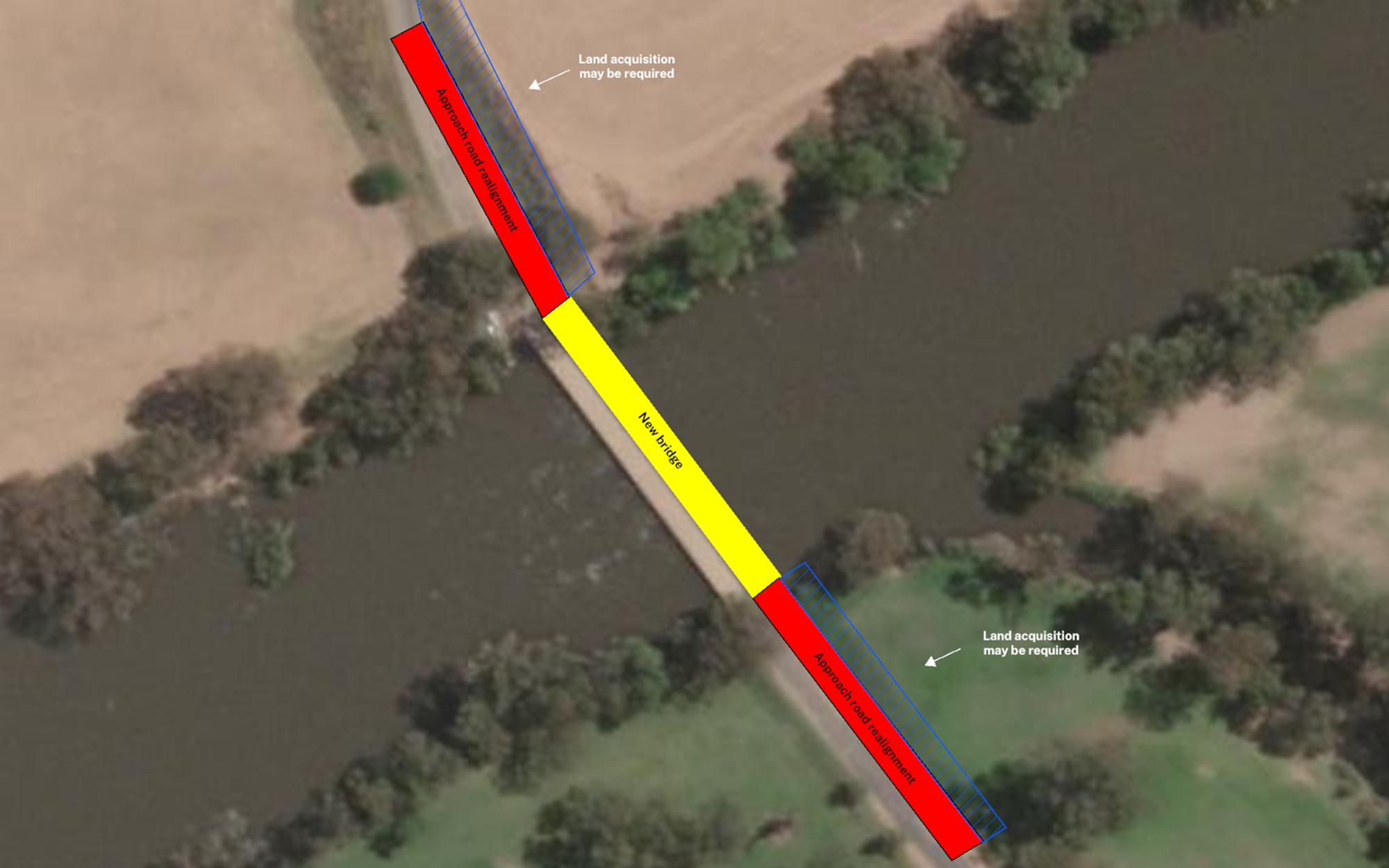 Proposed location of Mundarlo Bridge 