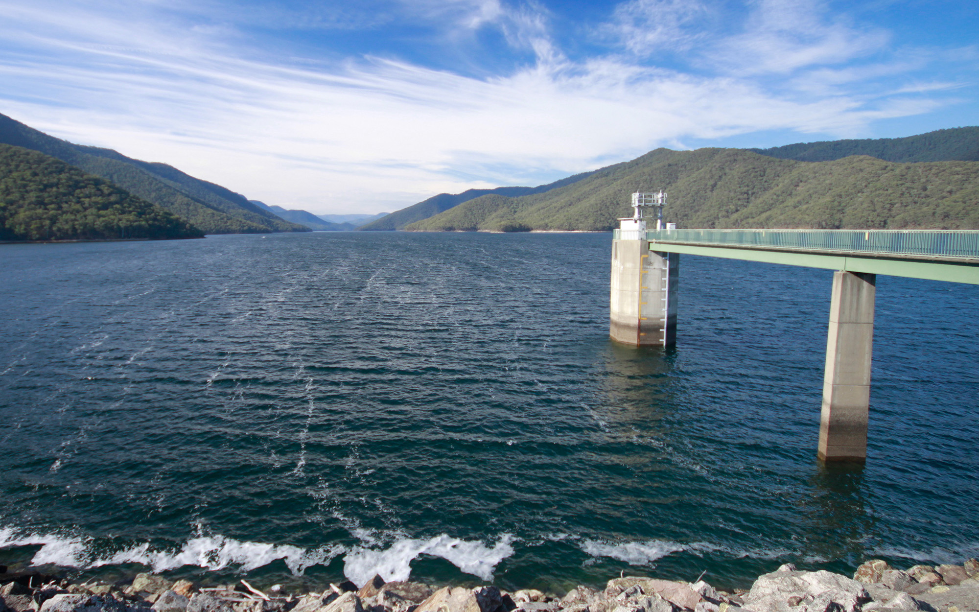 Talbingo Dam foreshore, part of the Snowy Hydro Scheme near Tumut, is a popular recreational spot on the edge of Kosciuszko National Park. Image courtesy of Elinor Sheargold.