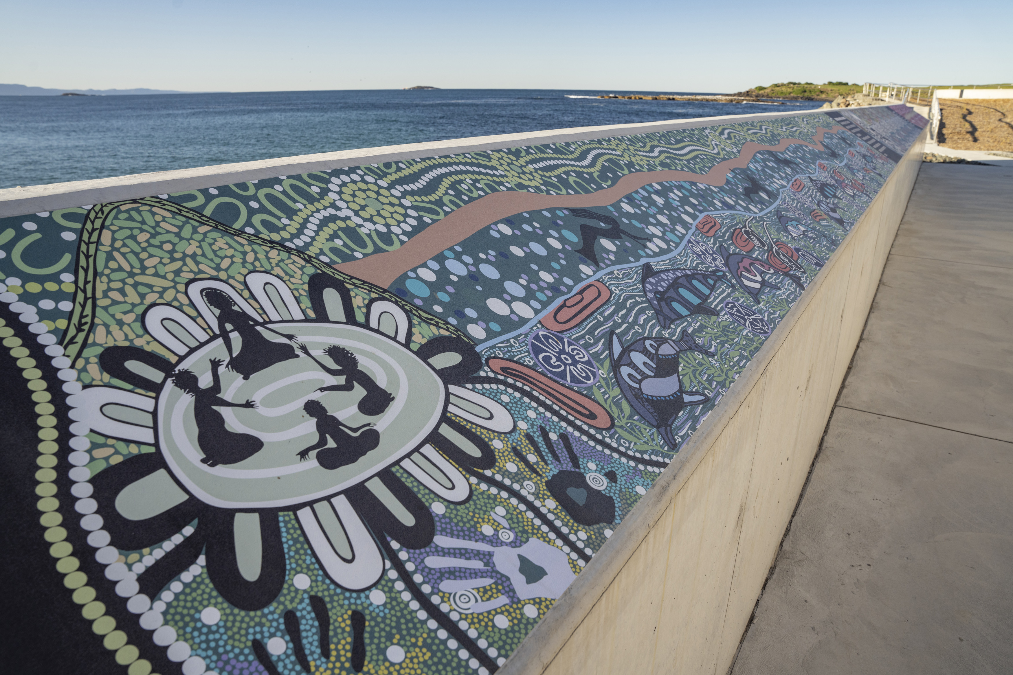 Indigenous artwork near lake